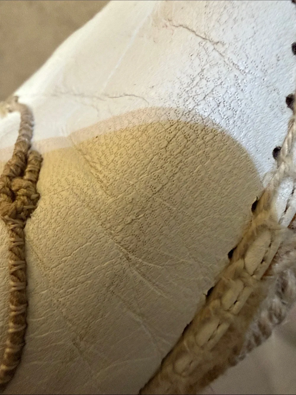 Prada Milano Cream White Leather Espadrille Slip-Ons with Logo Size 37 (US 7)
